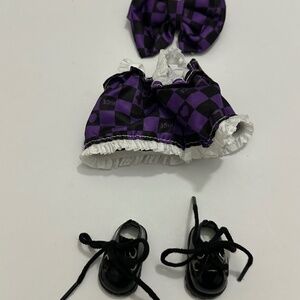 Labubu girl doll outfit. Purple, Black and white 3 piece set